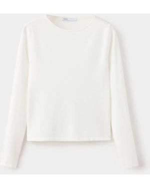 Mango Fitted Boat-Neck Jumper - White