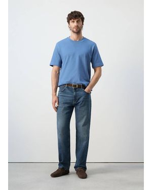 Mango 100% Cotton T-Shirt Regular Fit - Blue