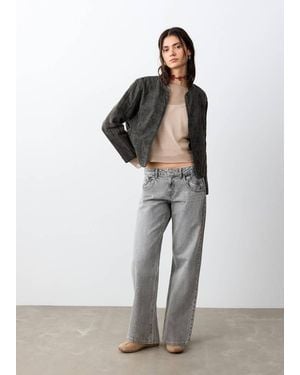 MANGO TEEN Beaded Cotton Jacket - Grey