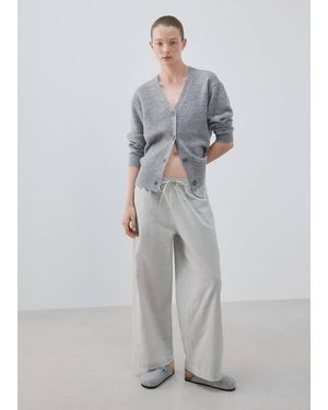 Mango V-Neck Knitted Cardigan - Gray