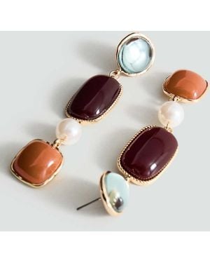 Mango Combined Long Earrings - Metallic