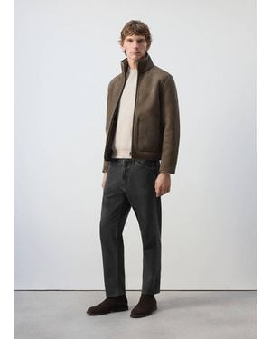 Mango Veste Double Face Intérieur Moutonné - Gris