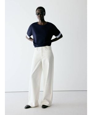 Mango Layered Knit Jumper With Shirt - White