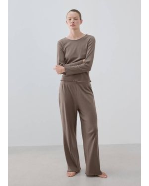 Mango Two-Piece Openwork Cotton Pyjamas - Multicolour