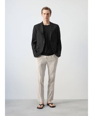Mango Amalfi Slim Fit Linen Blend Blazer - Black