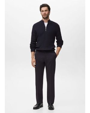 Mango 100% Cotton Perkins-Neck Jumper - Blue