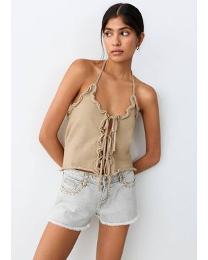 MANGO TEEN Bows Knit Top - White