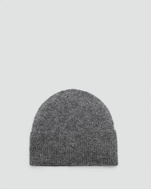 Mango Rib-Knit Cap - Grey