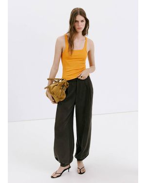 Mango Fitted Spaghetti Strap Top - Orange