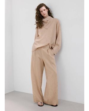 Mango Striped Lyocell Trousers - Natural