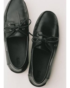 Mango Leather Nautical Shoes - Black