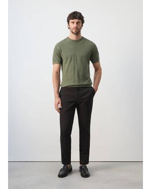 Mango Prato Cropped Tapered Chino Trousers - Green