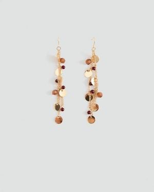 MANGO TEEN Long Beaded Earrings - White