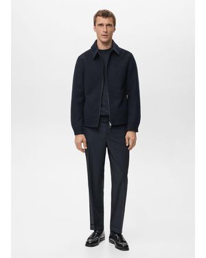 Mango Wool Zip-Up Jacket - Blue