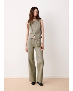MANGO TEEN Wide Leg Striped Jeans - Natural