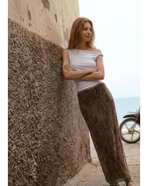 MANGO TEEN Flowy Printed Skirt - Natural