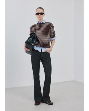 Mango Striped Boat Neck Sweatshirt - Blue