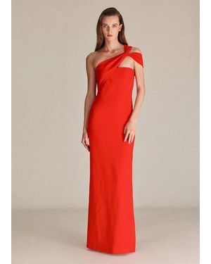 Mango Long Dress With An Asymmetric Neckline - Red