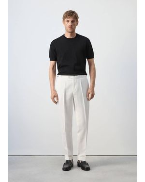 Mango Linen-Cotton Blend Pants With Adjustable Drawstrings - White