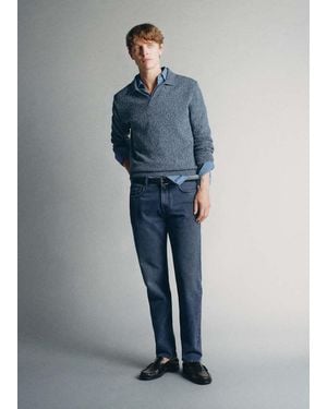 Mango Polo-Jersey Aus 100 Pinori Filati-Garn - Blau