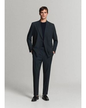Mango Boston Regular-Fit Double-Breasted Suit Jacket - Blue