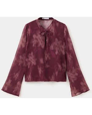 MANGO TEEN Floral Chiffon Blouse - Red