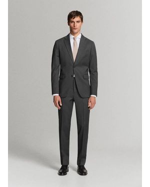 Mango Turin Suit Trousers, 100% Virgin Wool, Slim Fit - Grey