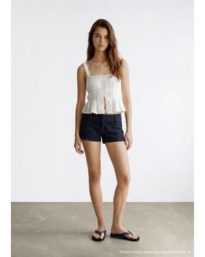 MANGO TEEN Low-Waist Mini Shorts - White