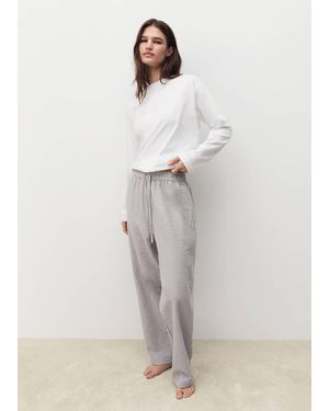 Mango Seersucker Striped Two-Piece Pyjamas - Grey