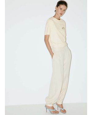 Mango Printed Cotton-Blend T-Shirt - White