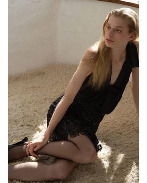 Mango Jupe Asymétrique Brodée À Sequins Noir