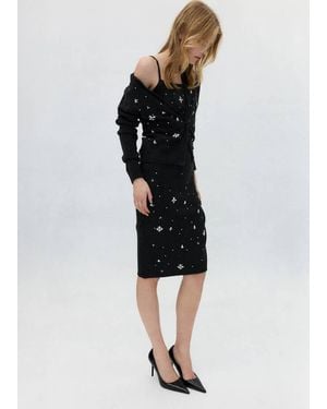 Mango Embroidered Knit Cardigan - Black
