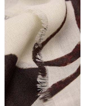 Mango Printed Scarf With Frayed Finishes - Natural