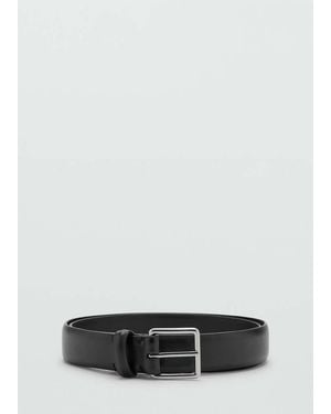 Mango 100% Bovine Leather Belt - Black