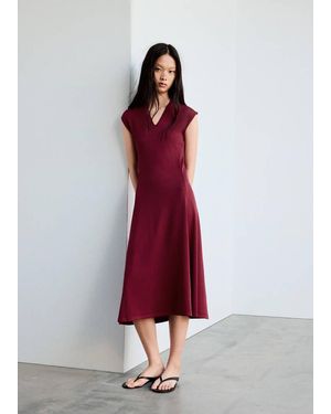 Mango V-Neck Knitted Dress - White