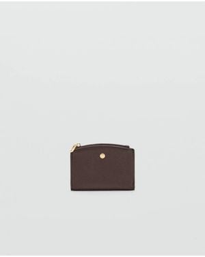 Mango Wallet With Button Flap - Brown