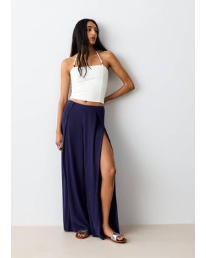 MANGO TEEN Beaded Halter Top - Blue