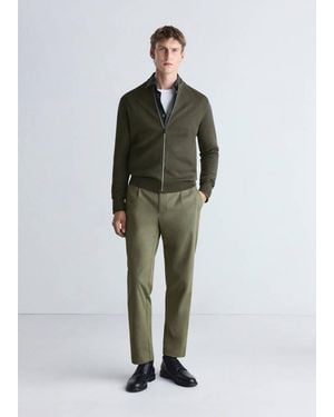 Mango Cardigan Confort En Maille Extensible Vert Foncé