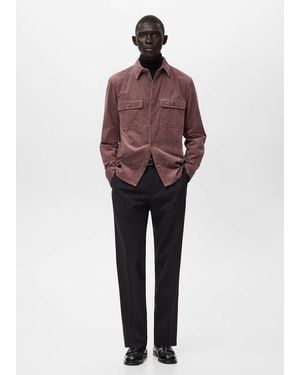 Mango Corduroy Overshirt With Pockets - Red