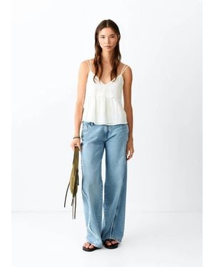MANGO TEEN Embroidered Strap Top - Blue