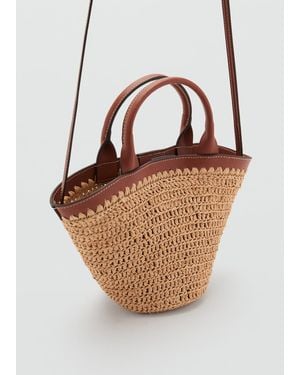 Mango Small Double-Handle Natural Fibre Bag - Brown