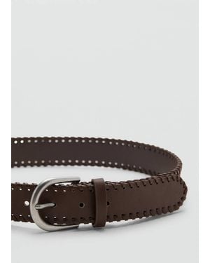 MANGO TEEN Braided Buckle Belt - Brown