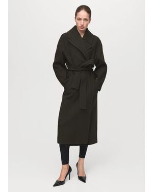 Mango Manteco Wool Coat With Belt - Black