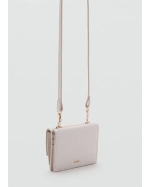 Mango Saffiano-Effect Card Holder With Zip - White