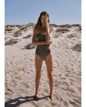 Mango Draped Asymmetric Swimsuit - Green