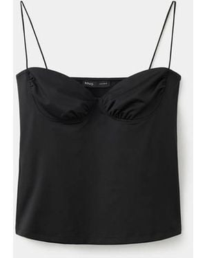 Mango Top Con Scollo A Cuore Effetto Corsetto Nero