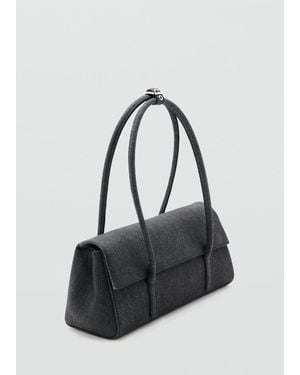 Mango Denim Shoulder Bag - Black