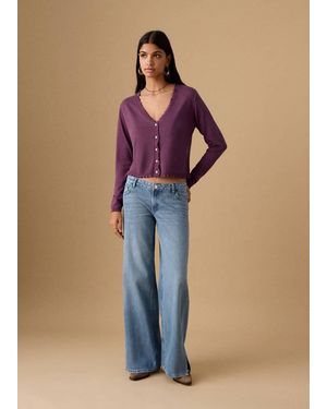 MANGO TEEN Ruffle Knit Cardigan - Blue