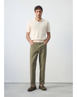 Mango Ben Cropped Tapered-Fit Jeans - Green