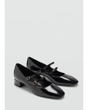 Mango Patent Leather Shoes With Buckle - Black